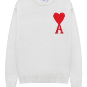 Ami Knit Sweater White Red