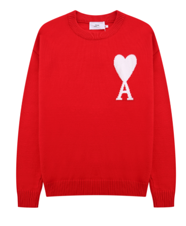 Ami Knit Sweater Orange White