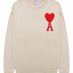 Ami Knit Sweater Khaki Red