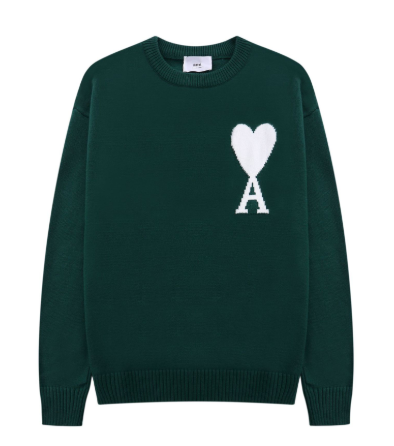 3b731d_8222087bee3643b087f21d8ba61397d0mv2.png Ami Knit Sweater Dark Green White
