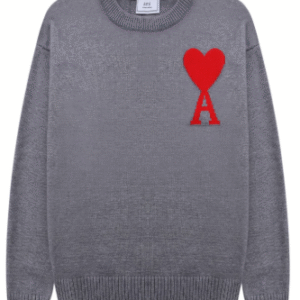 Ami Knit Sweater Grey Red