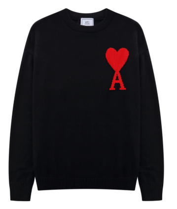 Ami Knit Sweater Black Red
