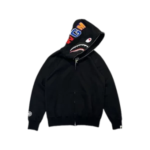 Bape Blue Zip Hoodie Black