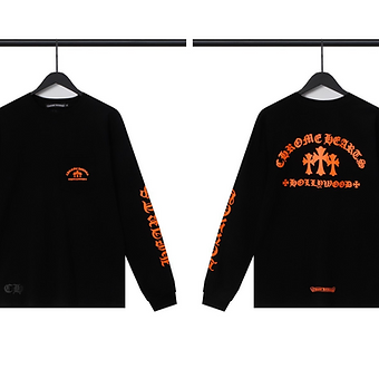 Chrome Hearts Longsleeve Orange Font Black and White