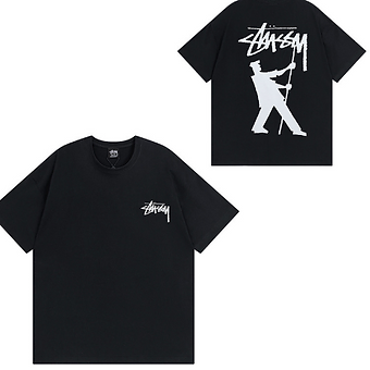 Stussy Tee Flag Black and White