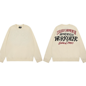 Stussy Knit Creme Font Back