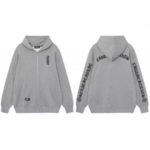 Chrome Hearts Zip Hoodie Font Sleeve (Black Grey)