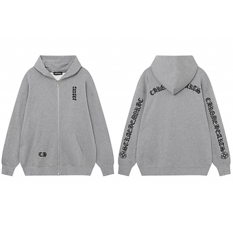 Chrome Hearts Zip Hoodie Font Sleeve (Black Grey)