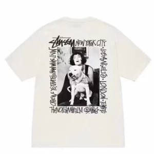 Stussy Tee Dog Black and White