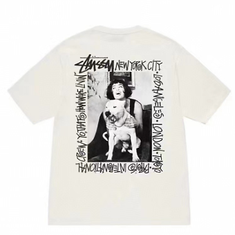 Stussy Tee Dog Black and White