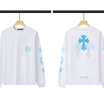 Chrome Hearts Longsleeve Blue Font black and white