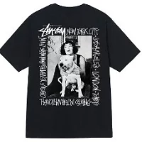 Stussy Tee Dog Black and White