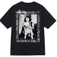 Stussy Tee Dog Black and White