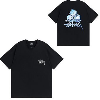 Stussy Tee Ice Dice Black and White