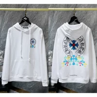 Chrome Hearts Hoodies Black White Crosses Down