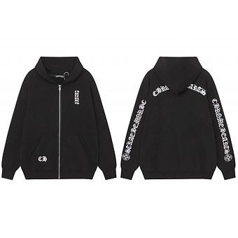 Chrome Hearts Zip Hoodie Font Sleeve (Black Grey)