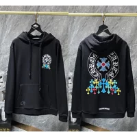Chrome Hearts Hoodies Black White Crosses Down