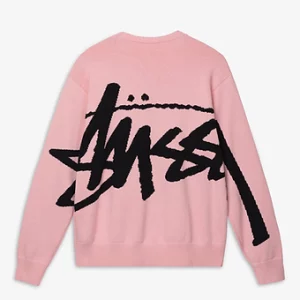 Stussy Knit Pink Big Font