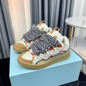 Lanvins White/Brown/Orange Striped