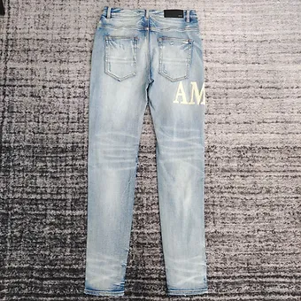 Amiri jeans baby blue side logo