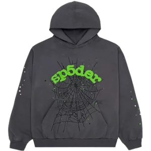 Sp5der Grey, Green Hoodie
