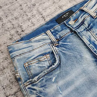 Amiri jeans baby blue side logo