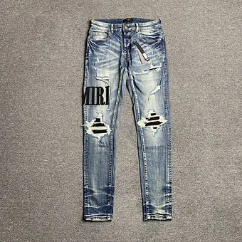 Amiri jeans blue black logo side