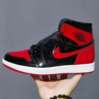 Air jordan 1 patent leather black and red