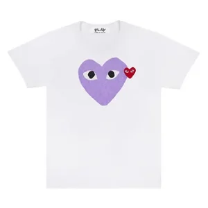 Comme des Garcons T Shirt Heart White Purple