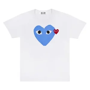 Comme des Garcons T Shirt Heart White Blue