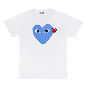 Comme des Garcons T Shirt Heart White Blue