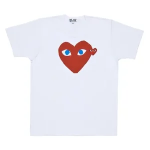Comme des Garcons T Shirt Heart White Red