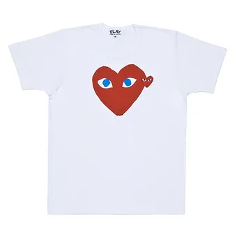 Comme des Garcons T Shirt Heart White Red
