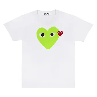 Comme des Garcons T Shirt Heart White Green