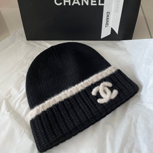Chanel Beanie Black White