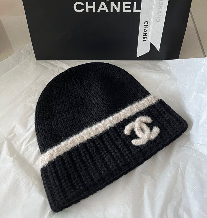 Chanel Beanie Black White