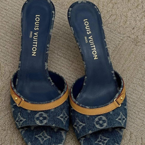 LV High Heels Denim Monogram Blue