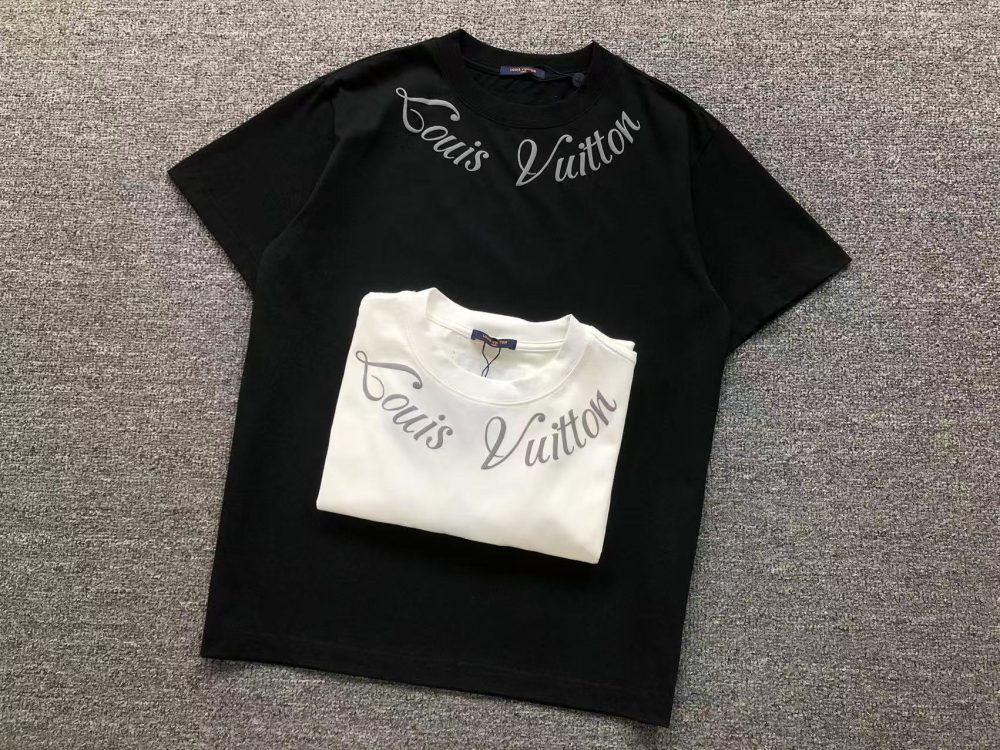 Lv T-Shirt Special Font Grey White or Black