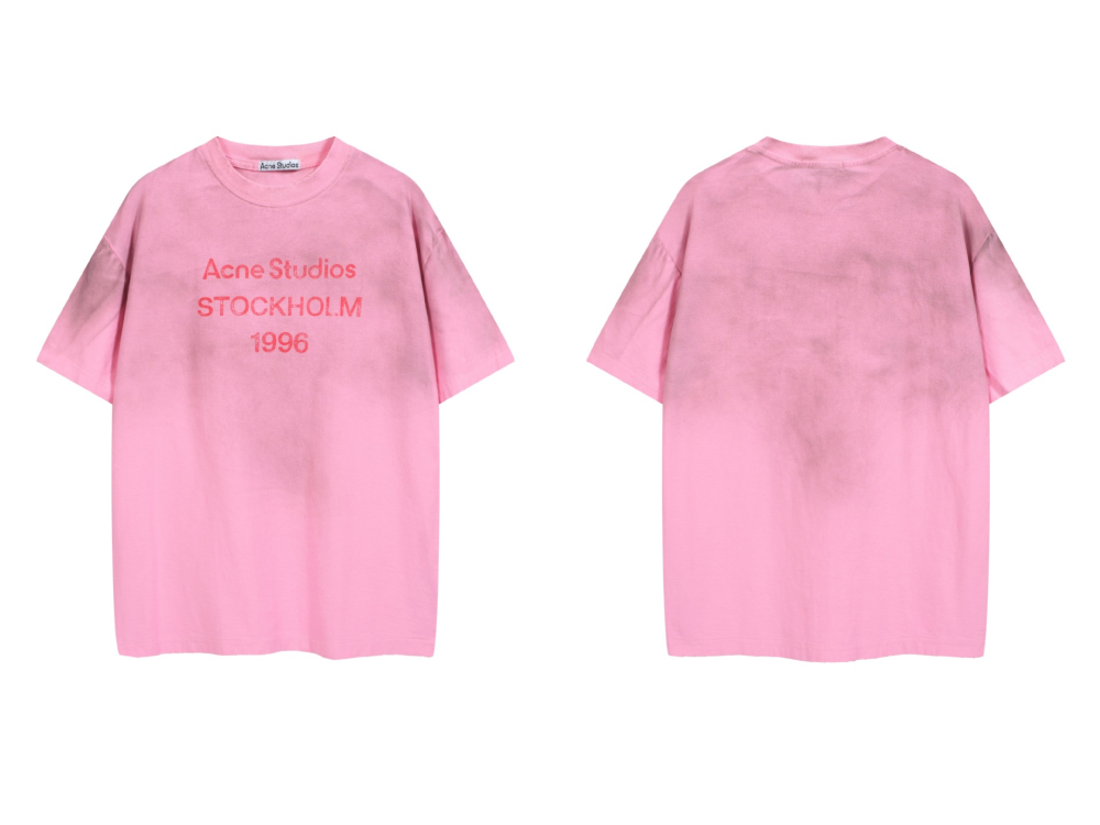 Acne Studios Tee Pink Red Font