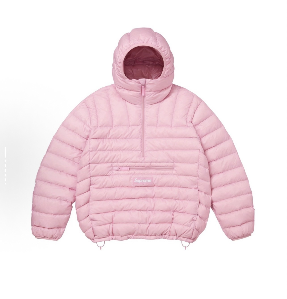 Supreme Half Zip Puffer Pink