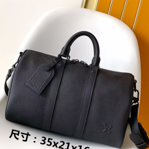 LV Bag Mini Duffle Bag Logo Embossed Black