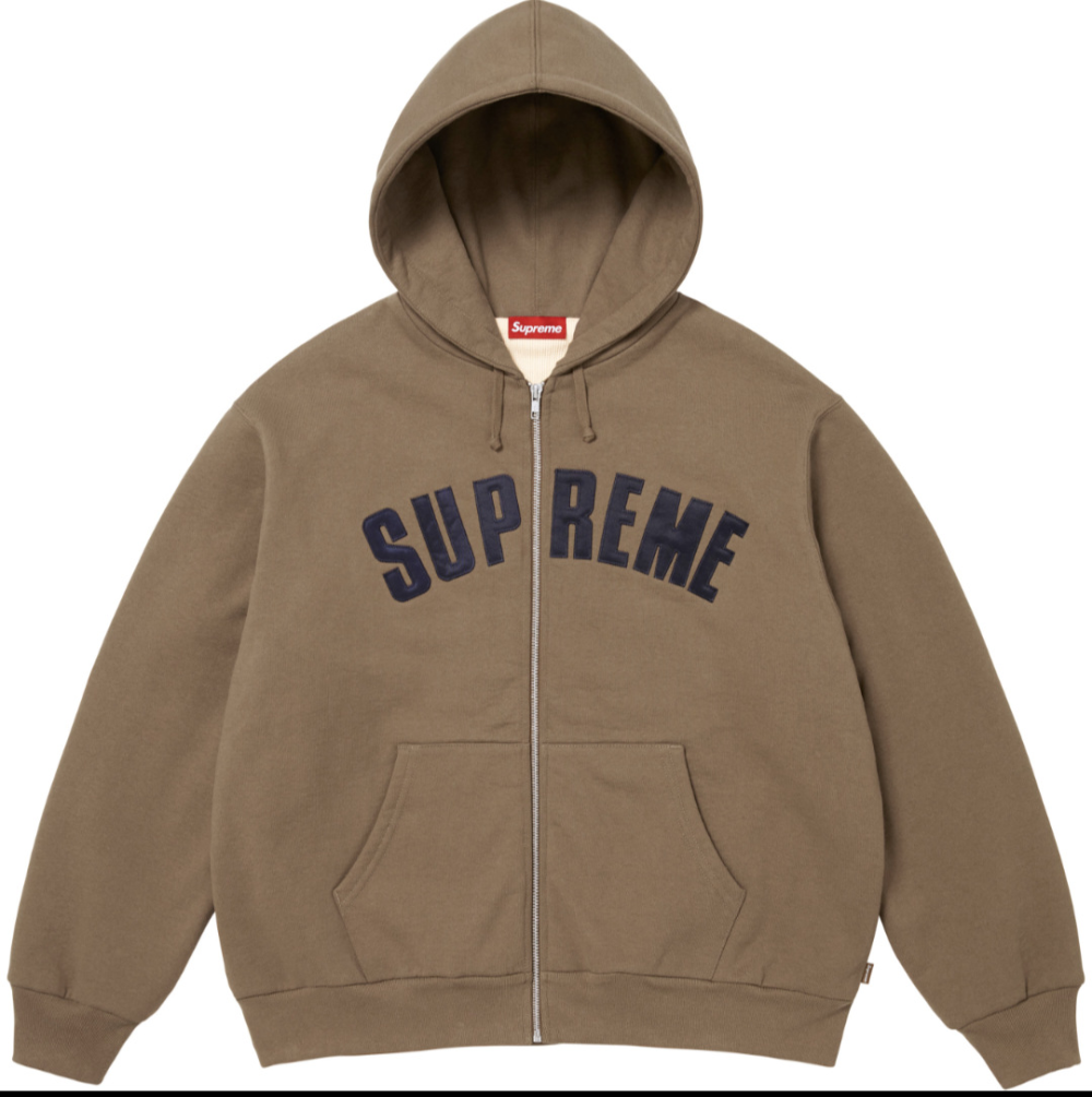O1CN01FHd3qw1msdOxlyTfN_!!2217678875010-0-cib Supreme Zip Hoodie College Font Brown