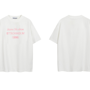 Acne Studios Tee White Pink Font