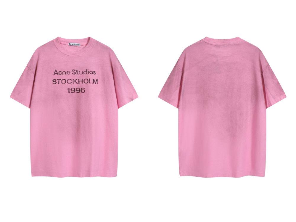 Acne Studios Tee Pink Black Font