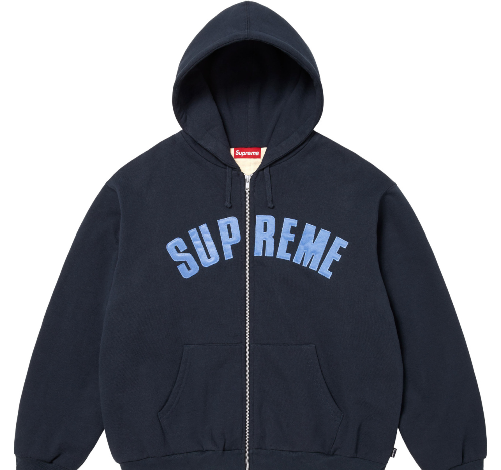 O1CN01TYF2Ag1ym140WO4pL_!!2220008526620-0-cib Supreme Zip Hoodie College Font Navy Blue