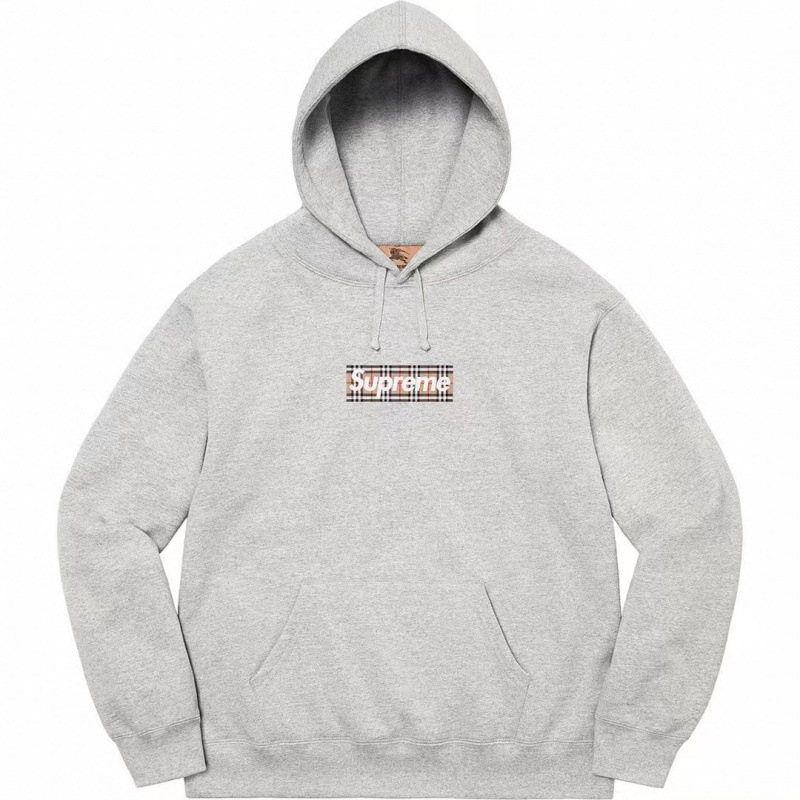 Supreme x Burberry Hoodie Grey Box Logo