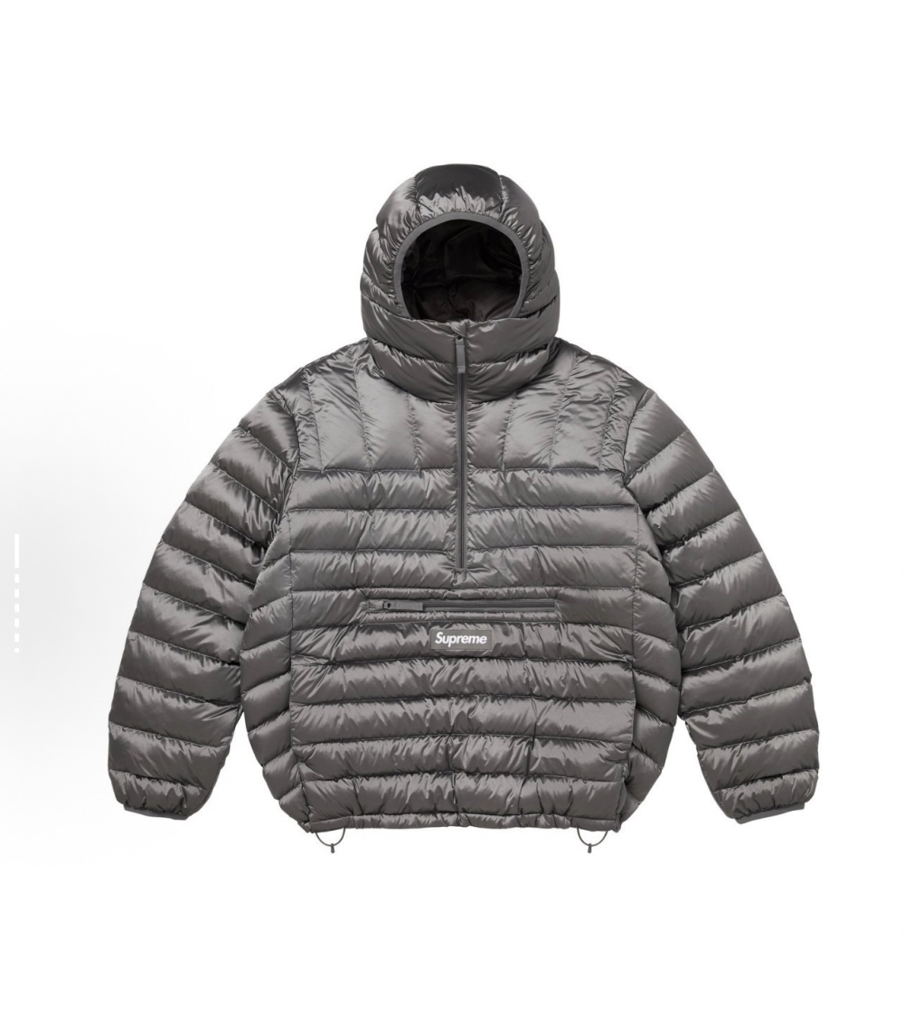 Supreme Half Zip Puffer Grey