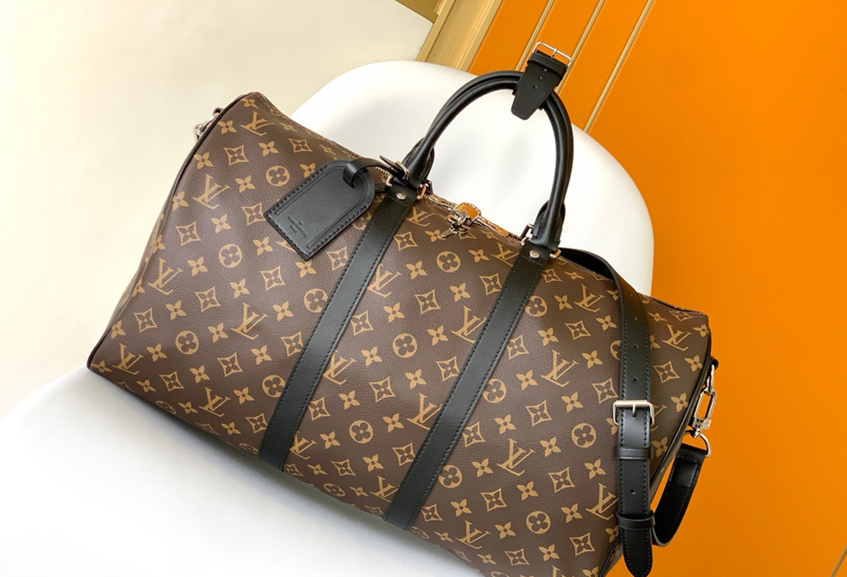 Screenshot 2026-02-25 151317 LV Travel Duffle Bag Brown Black Strips Monogram