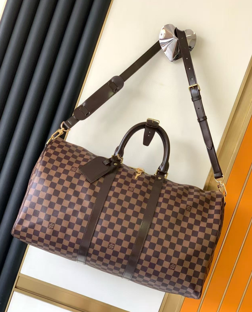 LV Travel Duffle Bag Brown Chess