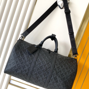 LV Travel Duffle Bag Embossed Black
